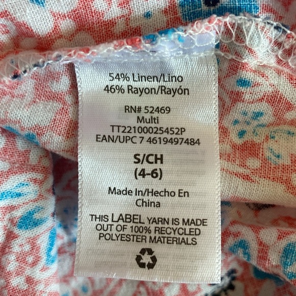 Time And Tru Womens Blouse Multicolor Paisley Sleeveless V Neck S 4-6 New - Picture 4 of 5